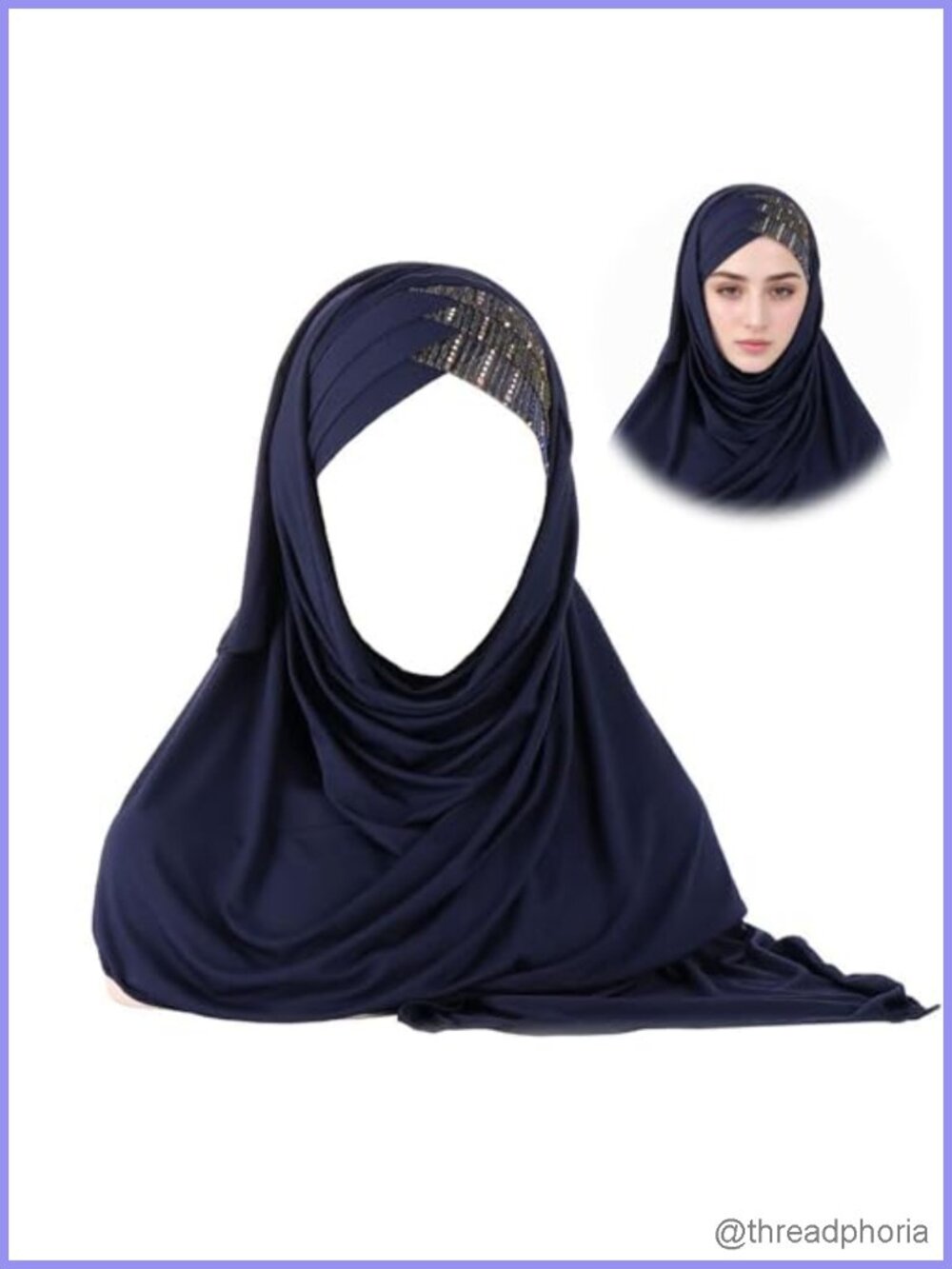 Sequin Hijab Muslim Head Scarf Lightweight Stretch Adjustable Islamic Wrap Head